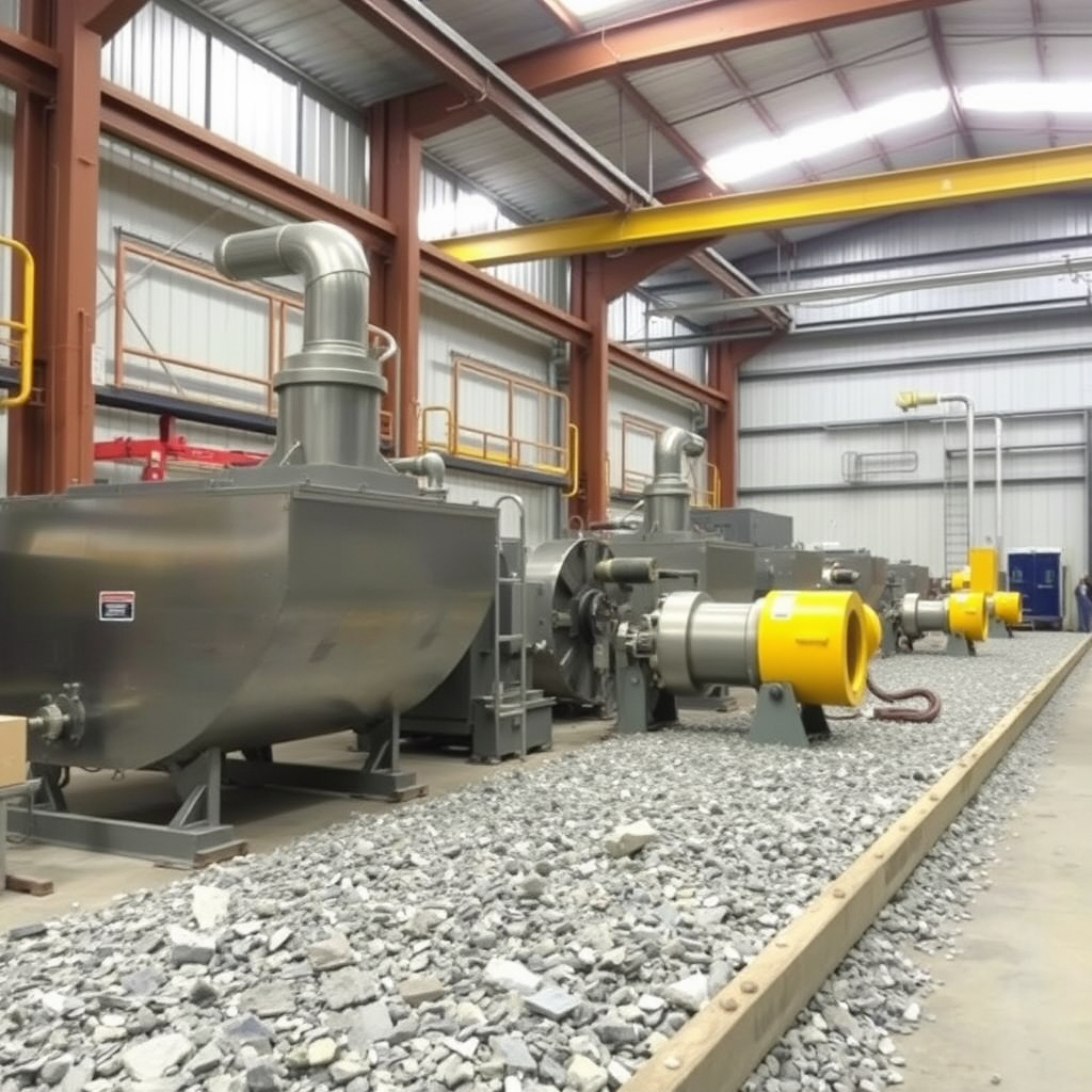 Mineral processing equipment on a gravel bed
