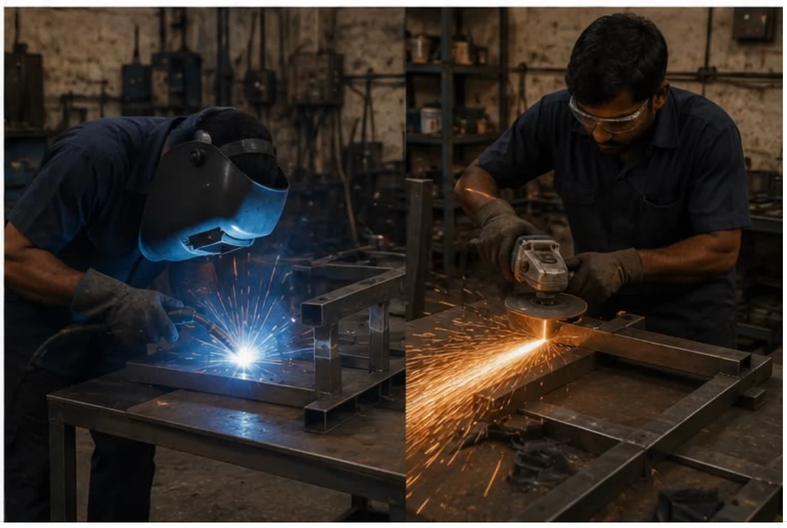 Welding and finishing a vibro screen frame